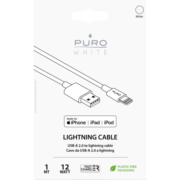 PURO White - Kabel połączeniowy USB Apple złącze Lightning MFi 1m (biały)