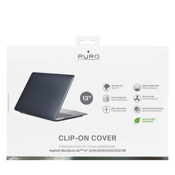PURO Clip On - Obudowa Macbook Air 13" (M1 2021 / 2020 / 2018) (czarny)
