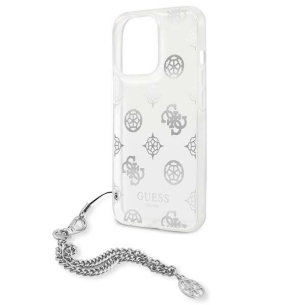 Guess Peony Chain Handle - Etui iPhone 13 Pro (srebrny)
