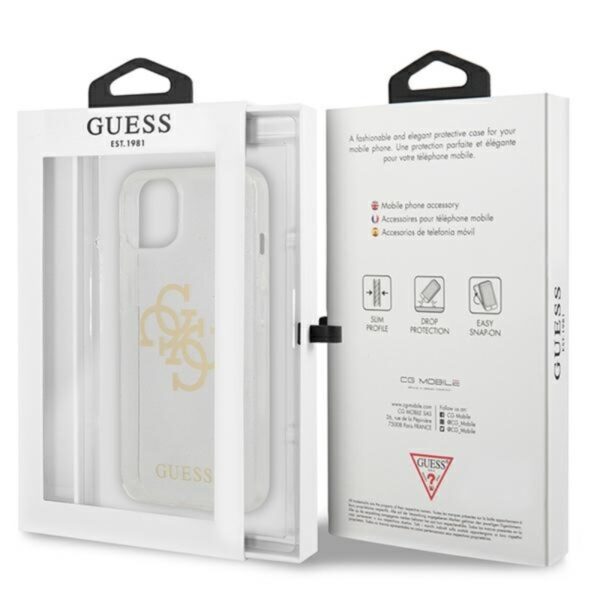 Guess Glitter 4G Big Logo - Etui iPhone 13 mini (przezroczysty)