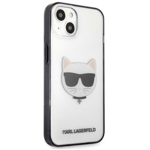 Karl Lagerfeld Ikonik Choupette Head - Etui iPhone 13 (przezroczysty / czarna ramka)