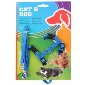 Uprząż nylonowa / szelki 30-40 cm dla psa lub kota + smycz 120 cm (niebieski)